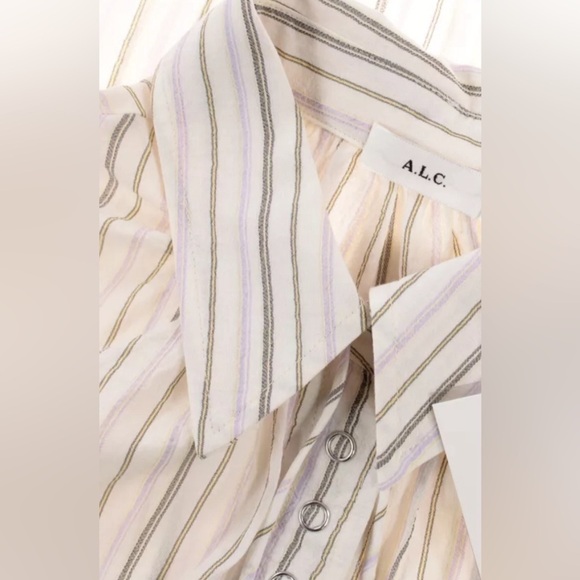 A.L.C. Carissa Long Sleeve Top in Lavender/Ivory Stripes Size 0 - Picture 6 of 13